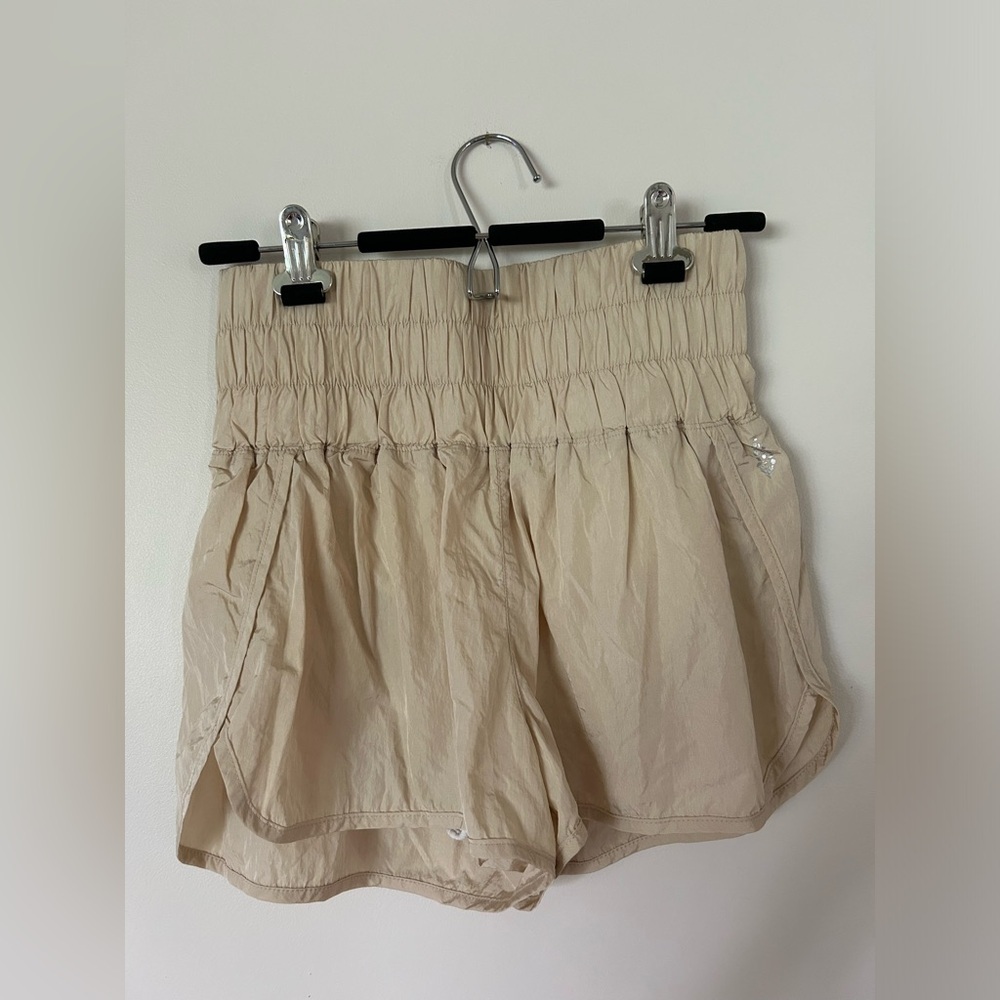 Free people movement high waisted beige/cream shorts size medium